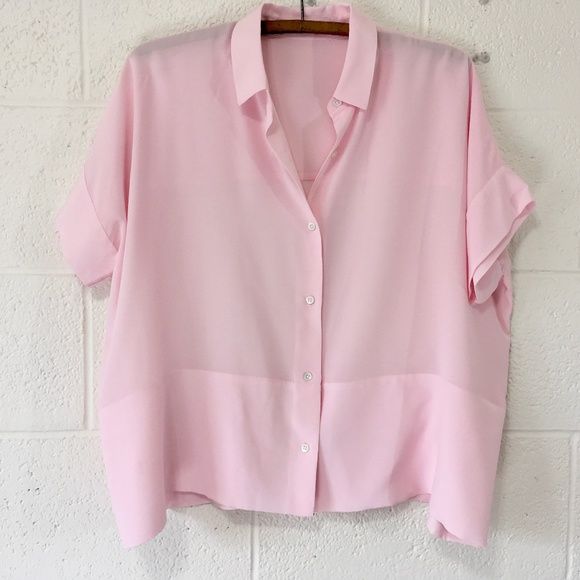 SOLD Everlane Blush Pink Square Silk Blouse - Picture 6 of 8